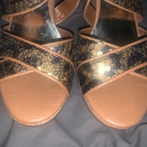 Gold sequin Wedges SZ 9
